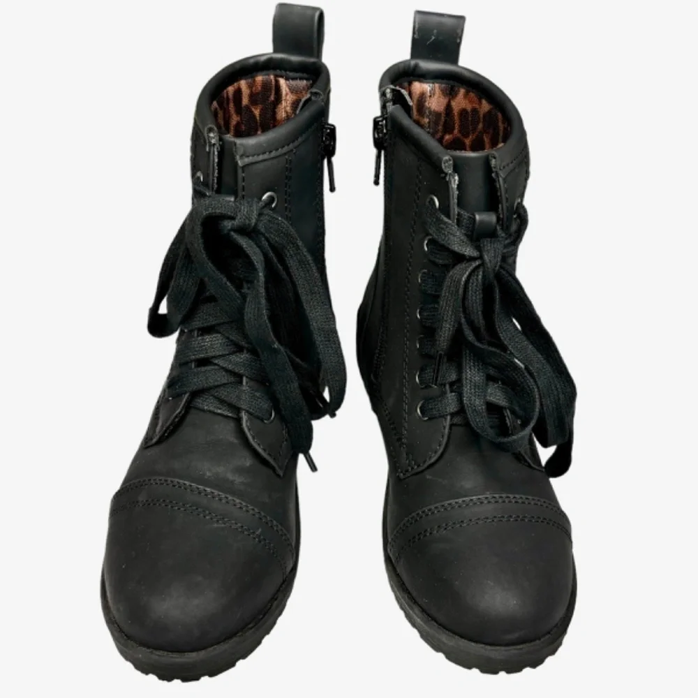 SO American Heritage Ivy Boots‎ Black Girls Size 12 Side Easy Zip Combat Boots